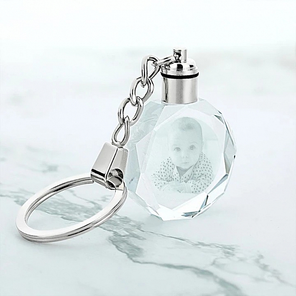 Custom  Photo Crystal Key Chain Ocagon PW338