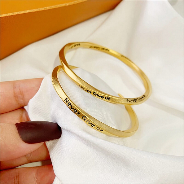 Never Give Up Gold Cuff Bracelet PWB383