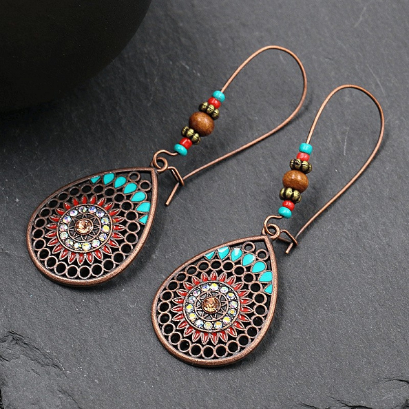 Vintage Boho India Ethnic Water Drip Hanging Dangle Drop Earrings PWB090