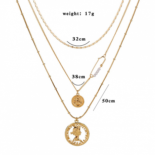 Head coin multi-layer necklace PWB183