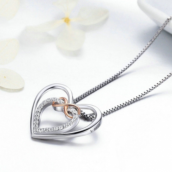 Infinity and Heart Paving Necklace PWB391