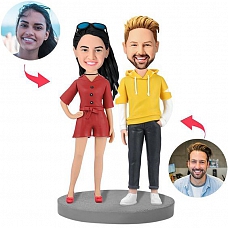 Fashion Couple In Casual Wear Custom Bobblehead PW335