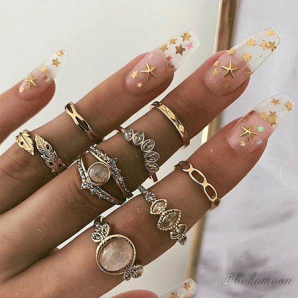 8picsset retro geometric ring PWB087