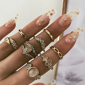 8picsset retro geometric ring PWB087