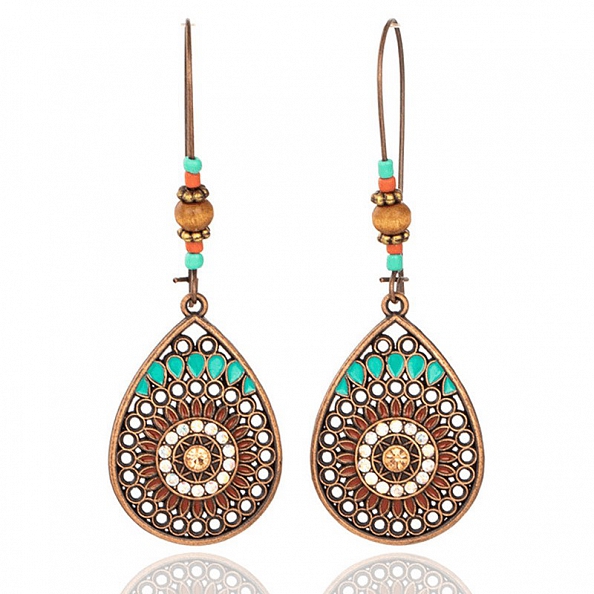 Vintage Boho India Ethnic Water Drip Hanging Dangle Drop Earrings PWB090