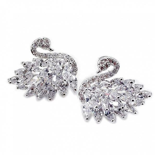Crystal Swan Earrings PWB538