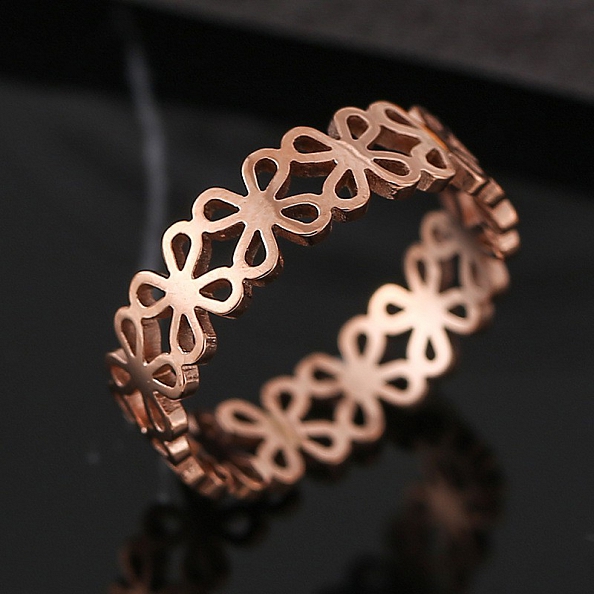 Hollow Rose Gold Band Ring PWB277