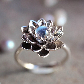 Moonstone Lotus Ring PWB310