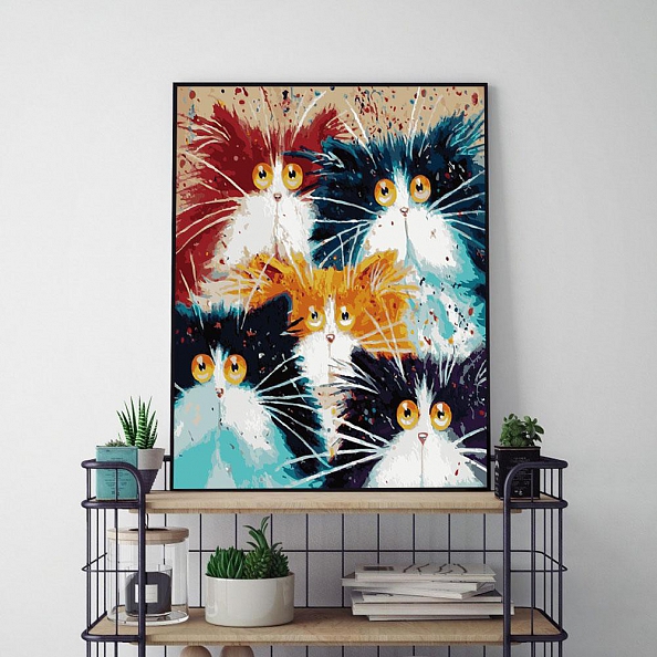 Diy Paint by Number Kits -Fluffy Cats PW660