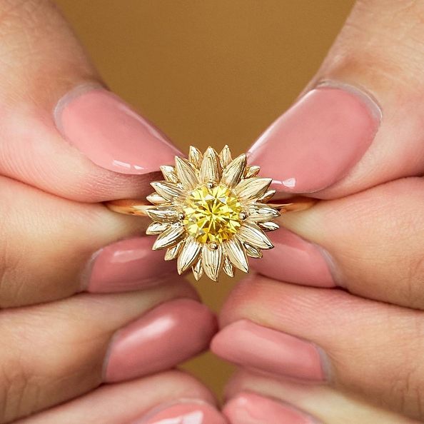 You are my sunshine sunflower ring PW841