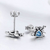 Cute Blue Crab Stud Earrings PWB444