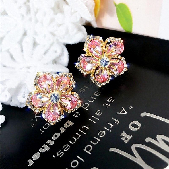 Blooming Flower Crystal Earrings PWB257