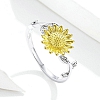 925 Sterling Silver Adjustable Sunflower Ring PWB562