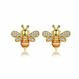 18K Gold Bee Stud Earrings PWB436