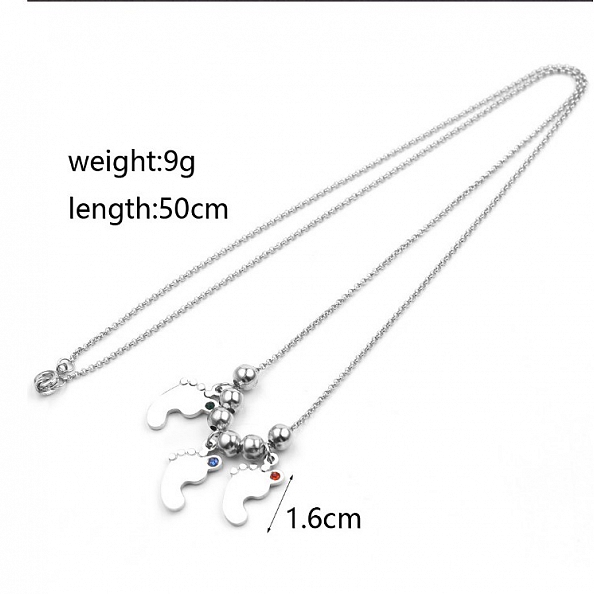 Personalized Mother's Necklace Baby Feet Charm PW829