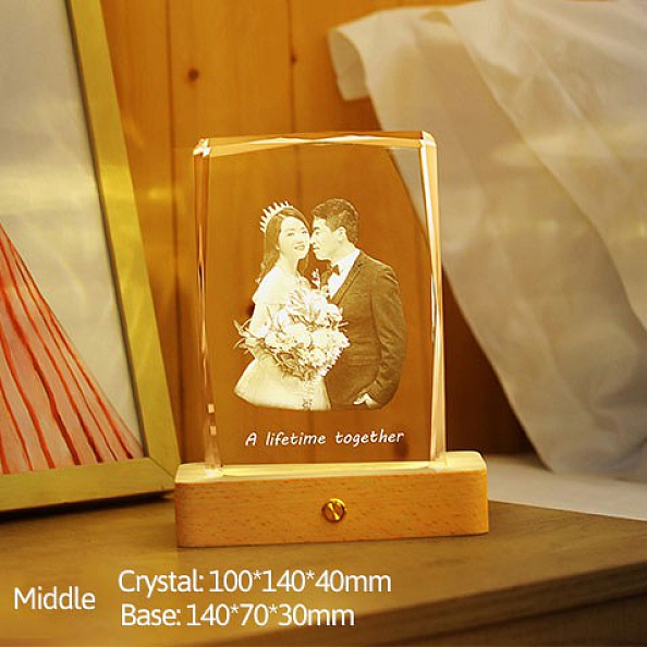 9K Crystal Natural Beech Custom Lamp with Photos PW290