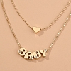  Letter Baby Heart-shaped Double Layer Necklace PW931