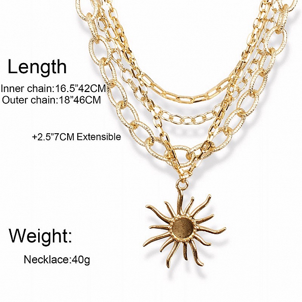 Multi Layer Sun Pendant Necklace PWB119