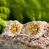 Natural Olivine Flower Stud Earrings PWB388