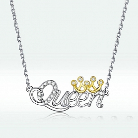 S925 Sterling Silver Queen Necklace PWB329