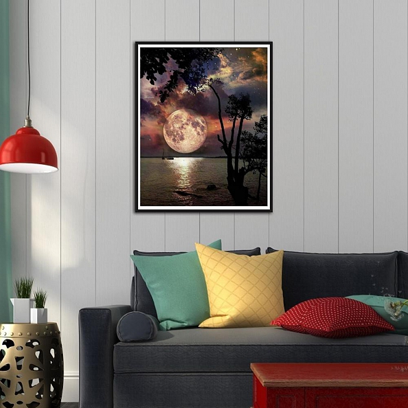 DIY Full Drill Round Diamond Painting-Full Moon PW695