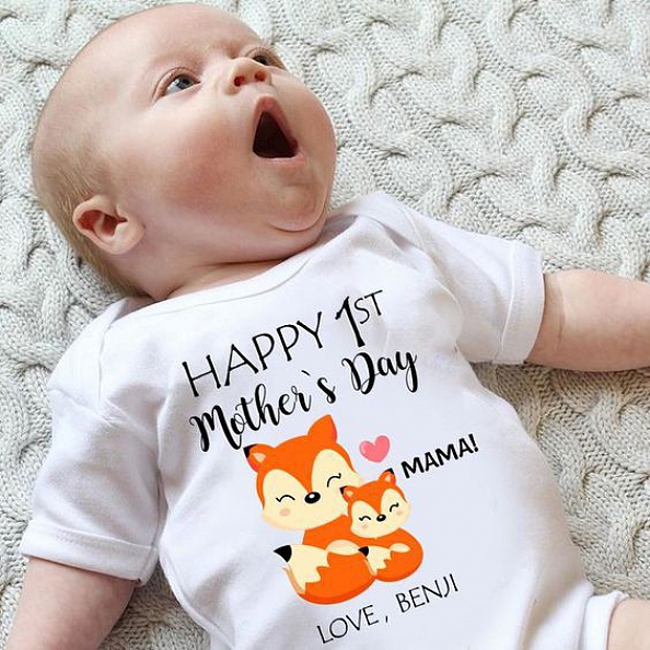Custom Fox Mother's Day Baby Bodysuits PW150