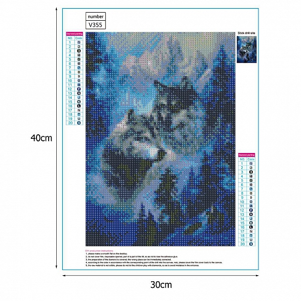 DIY Full Round Diamond PaintingWolf PW689