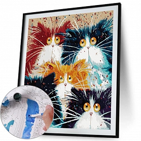 Diy Paint by Number Kits -Fluffy Cats PW660