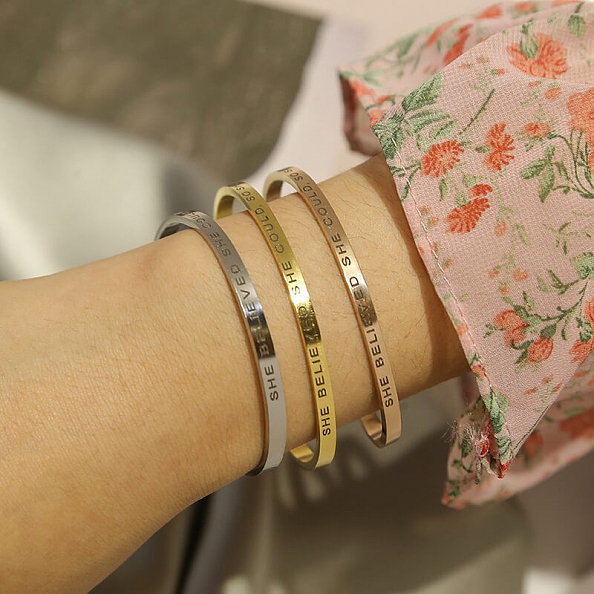 SHE BELIEVED SHE COULD SO SHE DID Inspirational Bangle PWB394