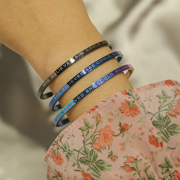 SHE BELIEVED SHE COULD SO SHE DID Inspirational Bangle PWB394