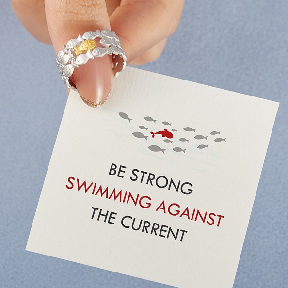 Handmade Swimming Against The Current Ring PW845 Ring PromiseIn