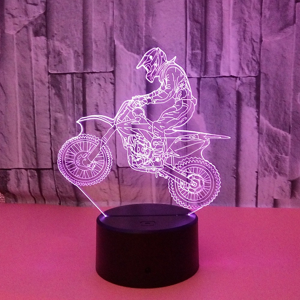 3D Motorcycle Illusion Lamp Gift 7/16 Colors PW554