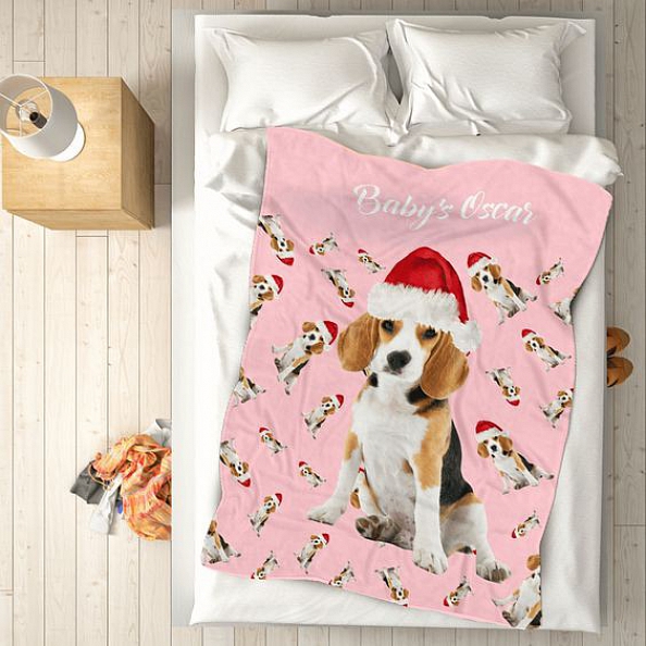 Custom Dog Blankets Personalized Pet Photo Blanket Christmas Dog Blanket Pet Gift PW143