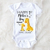 Custom Giraffe Mother's Day Baby Onesies and Matching Mom Shirts PW146