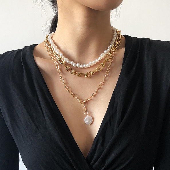 Simple multi-layer irregular necklace PWB213