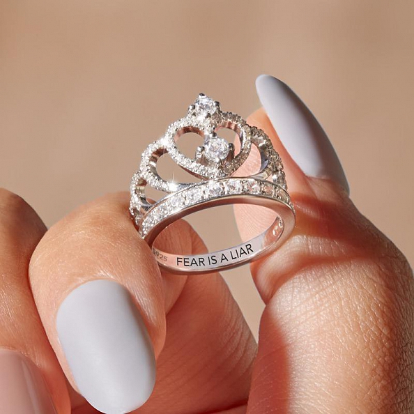 FEAR IS A LIAR Princess Queen Crown Ring PW836