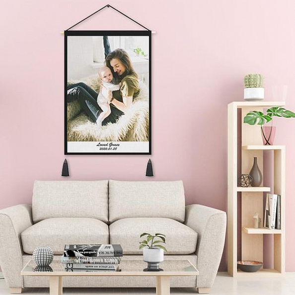 Custom Tapestry Personalized Photo Tapestry Engraving Wall Decor Hanging Fabric Tapestry Poster Baby Name & Birthdate PW258