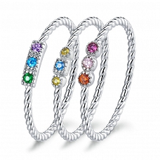 White Gold Plated Colorful Cubic Zircon Ring PWB561