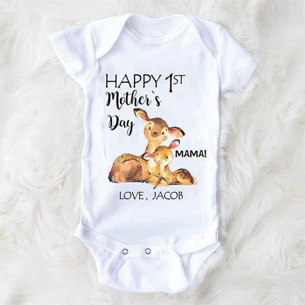 Custom Rabbit Mother's Day Baby Bodysuits PW149