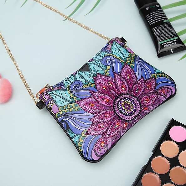 DIY Leather Shoulder Bag Diamond Painting Flowers PW627