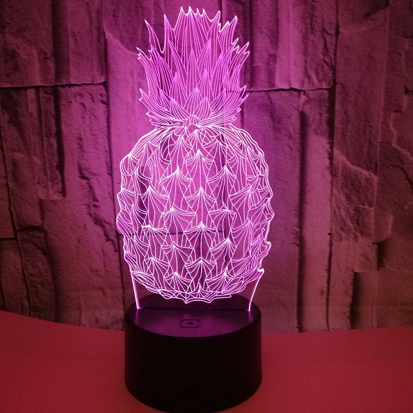 3D Pineapple Illusion Lamp Gift 7/16 Colors PW546