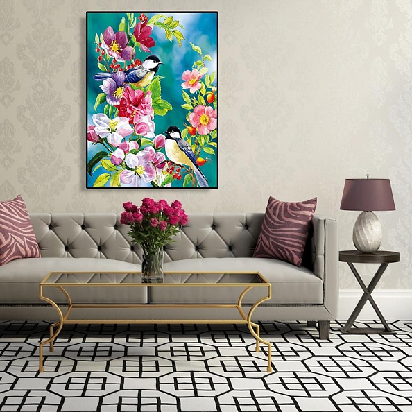 DIY Paint By Numbers Kit(40x50cm) Birds Flowers PW752