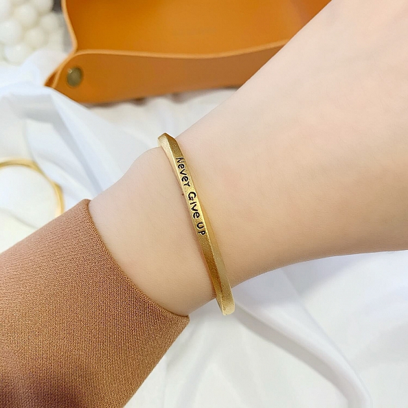 Never Give Up Gold Cuff Bracelet PWB383
