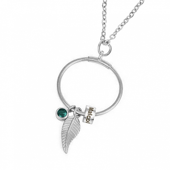 Linda Circle Pendant Necklace in Sterling Silver  PW830