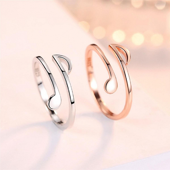 S925 Sterling Silver Musical Note Ring PWB236