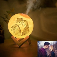 Personalized three colors photo humidifier moon lamp PW037