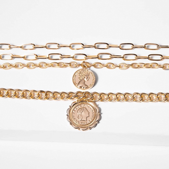 Coin and Portrait Multilayer Necklace PW978