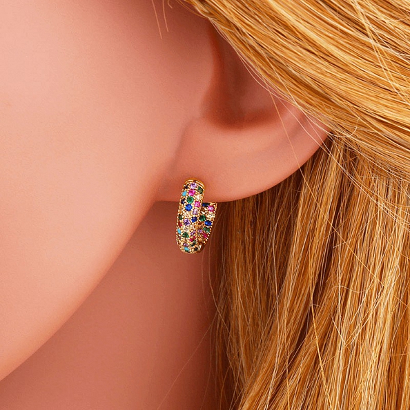 Colorful Zircon Hoop Earrings PWB091