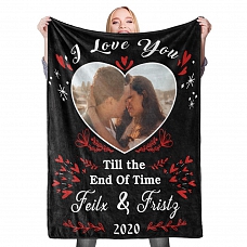 Personalized Custom Valentine's Blanket I Love You To The Moon And Back Wife Husband Fleece Blanket PW499