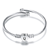 Heart Charm Bangle With Initial Alphabet PW880